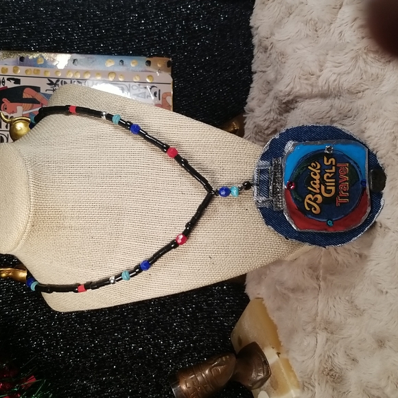 Black Girls trave denim fabricl necklace - Picture 5 of 9